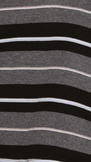 Gianna Collared Button V-Neck Relaxed Long Sleeve Top – Grey Stripe – view 6