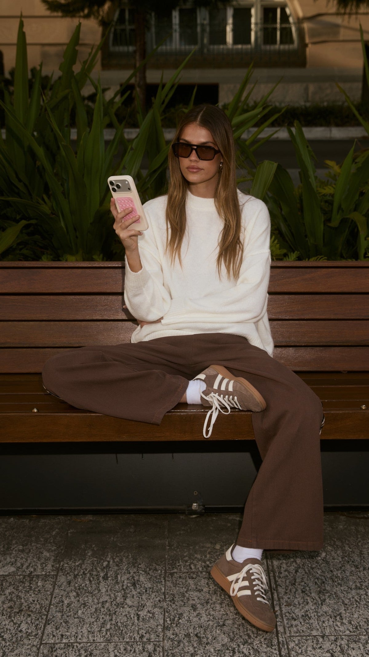 Haven Oversized Crew Neck Exposed Seam Knit Jumper – Cream – view 11