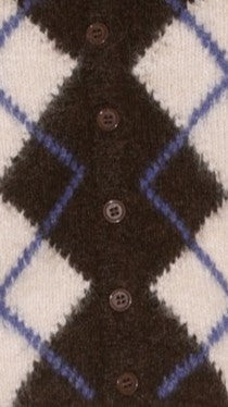 Amara Crew Neck Button-Up Cardigan with Diamond Print – Brown/Cream – view 8