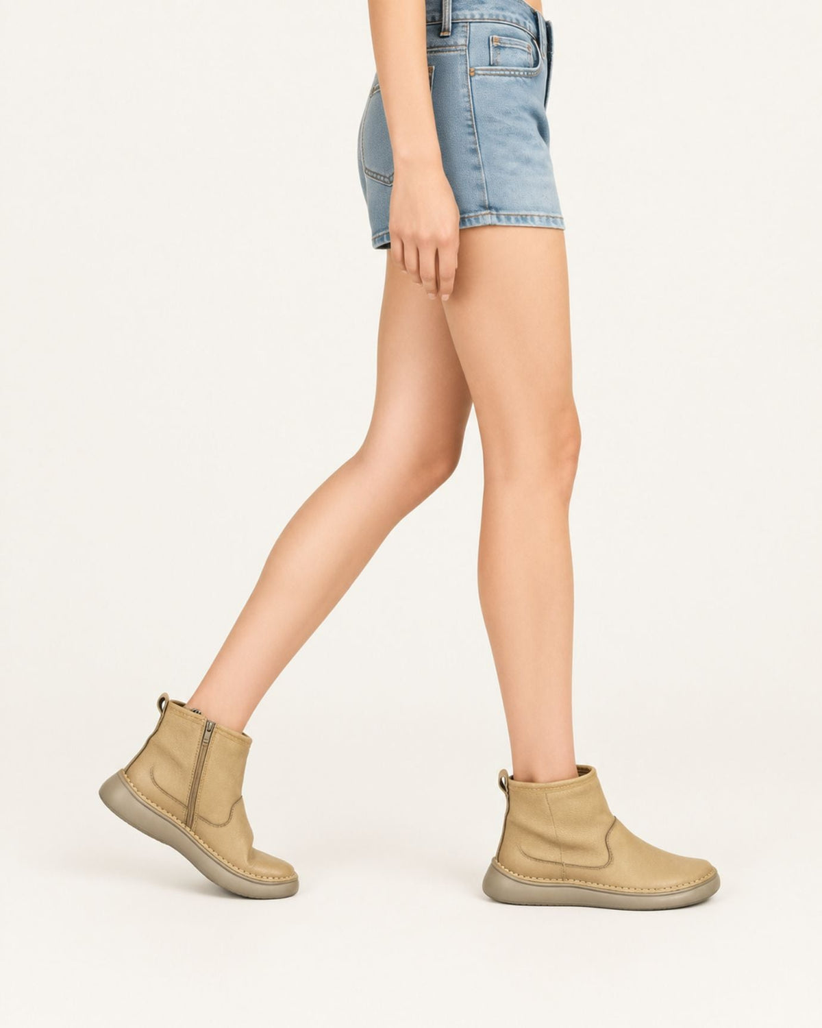 Top-Grain Leather Side-Zip Combat Boots with Leather Lining – view 12