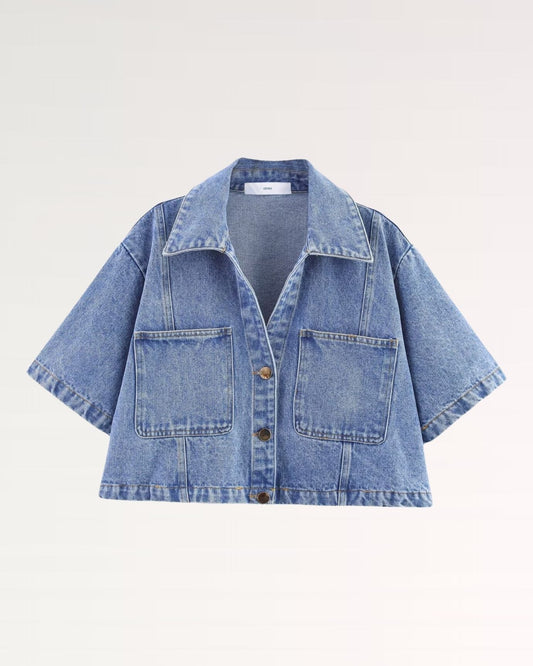 New York Tailored Denim Shirt with Chest Pockets – Blue