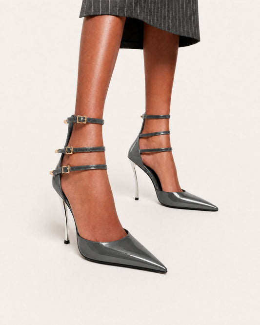 Pointed-Toe Patent Ankle-Strap Pumps with 10.5cm Heel – view 2