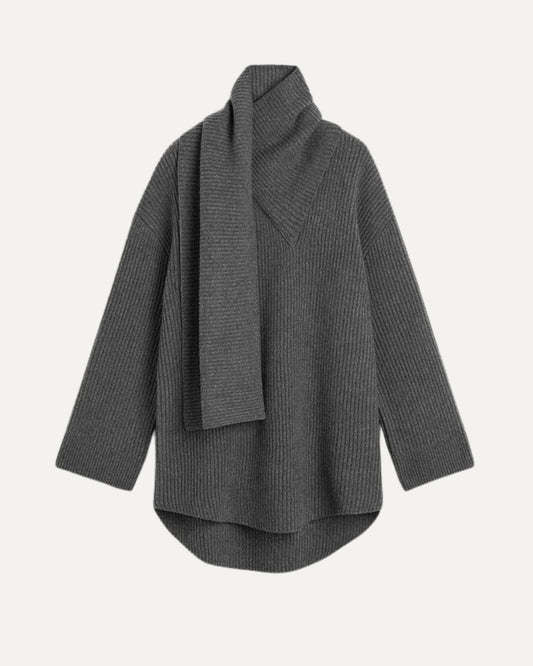 Cloud Wool Blend Sweater Knit Long Scarf – Paris Grey