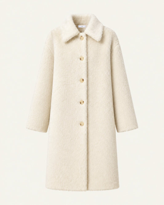 Relaxed Mid-Length Suri Alpaca Single-Button Lapel Coat