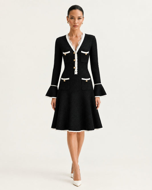 Georgina Long Sleeve Cut-Out Ruffle Viscose Midi Dress – view 2