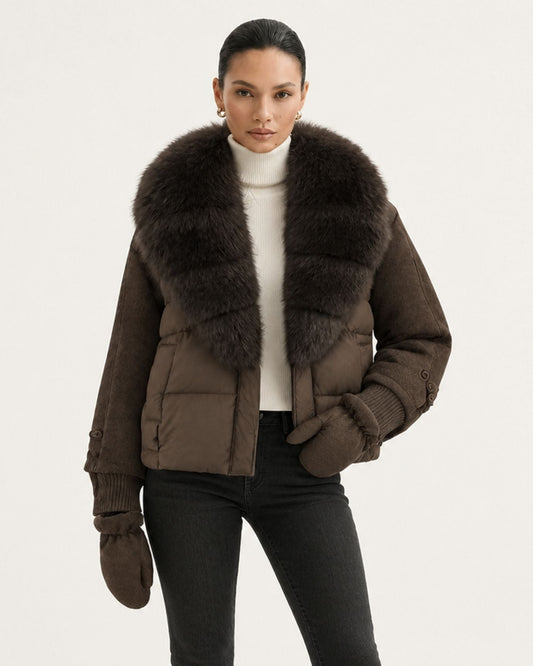 NY Quilted Duck Down Puffer Jacket with Detachable Collar – view 2