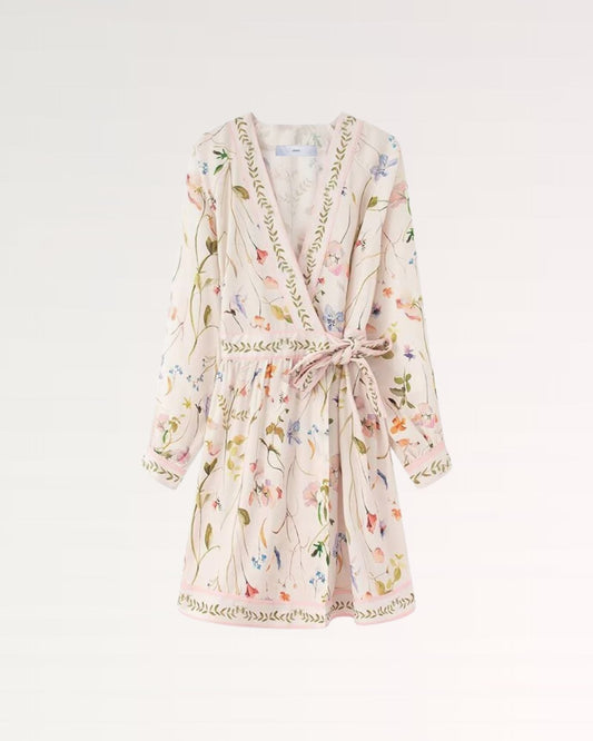 Frenchie Puff Sleeve Cinched Waist Pleated Midi Dress – Floral Print