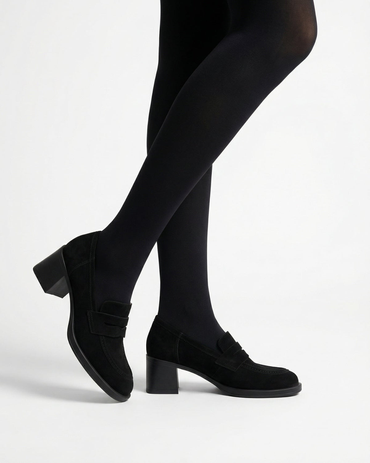 Franziska Heeled Cowhide Leather Loafers with Velvet Lining