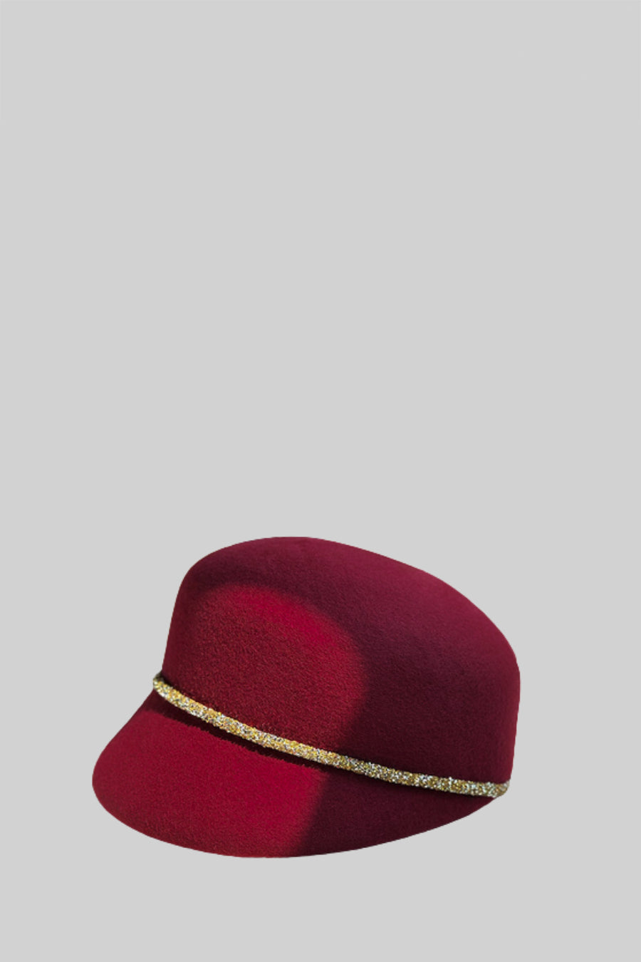 Short Brim Hat with Wrapped Detail and Chain Accent – Burgundy – view 5