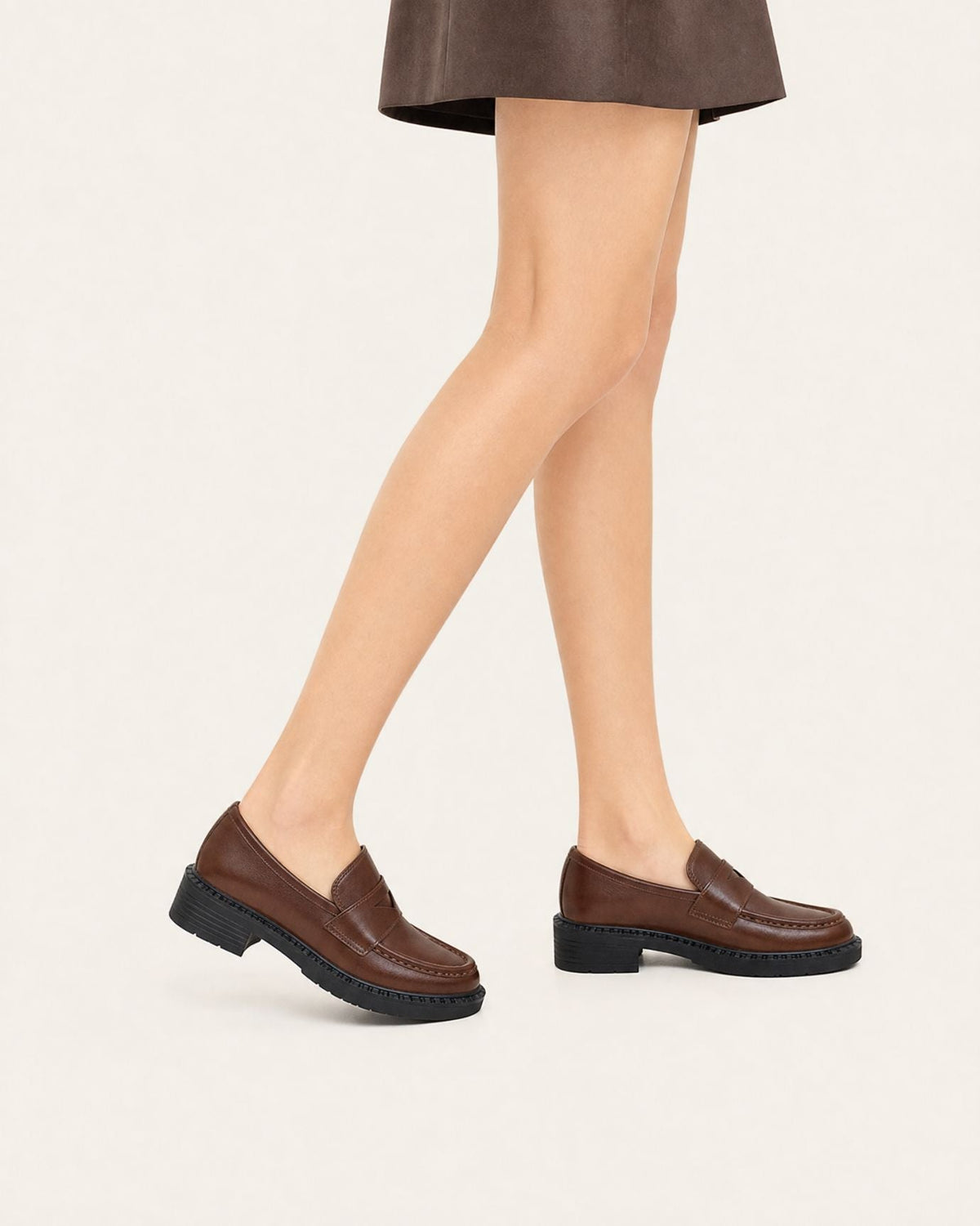 Zira Retro Leather Lug Sole Loafers with Cushioned Insole – view 10