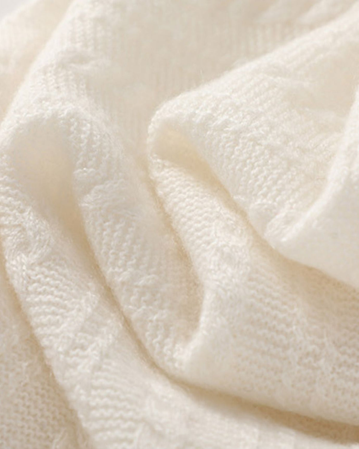 Cable Knit Pure Cashmere Neck Scarf with Thick Collar – view 12