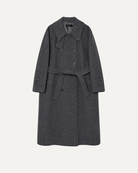 Diosa Wool and Cashmere Blend Coat with Tailored Fit – Grey