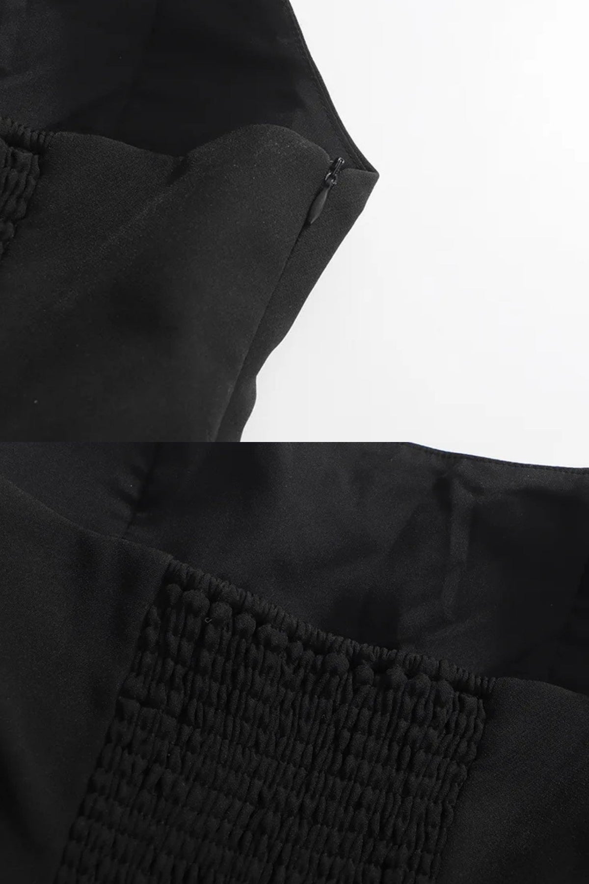 Strapless Crepe-Effect Maxi Dress with Asymmetric Draped Skirt – Black – view 8