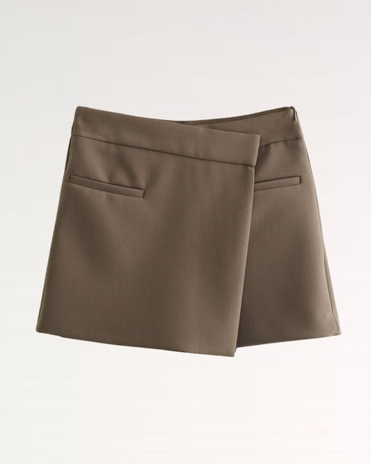 Marbella High Rise Tailored Skort with Wrap Front Overlay