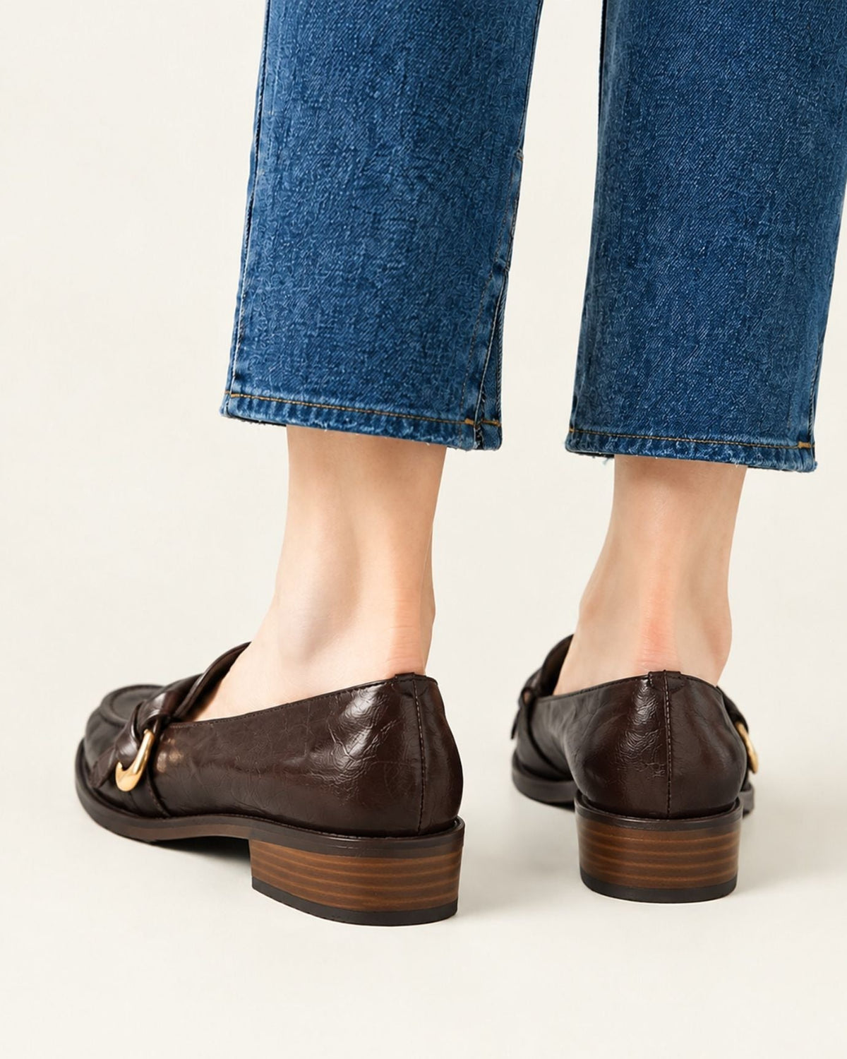NY Soft Lambskin Leather Mary Jane Loafers with 3.5cm Block Heel – view 10