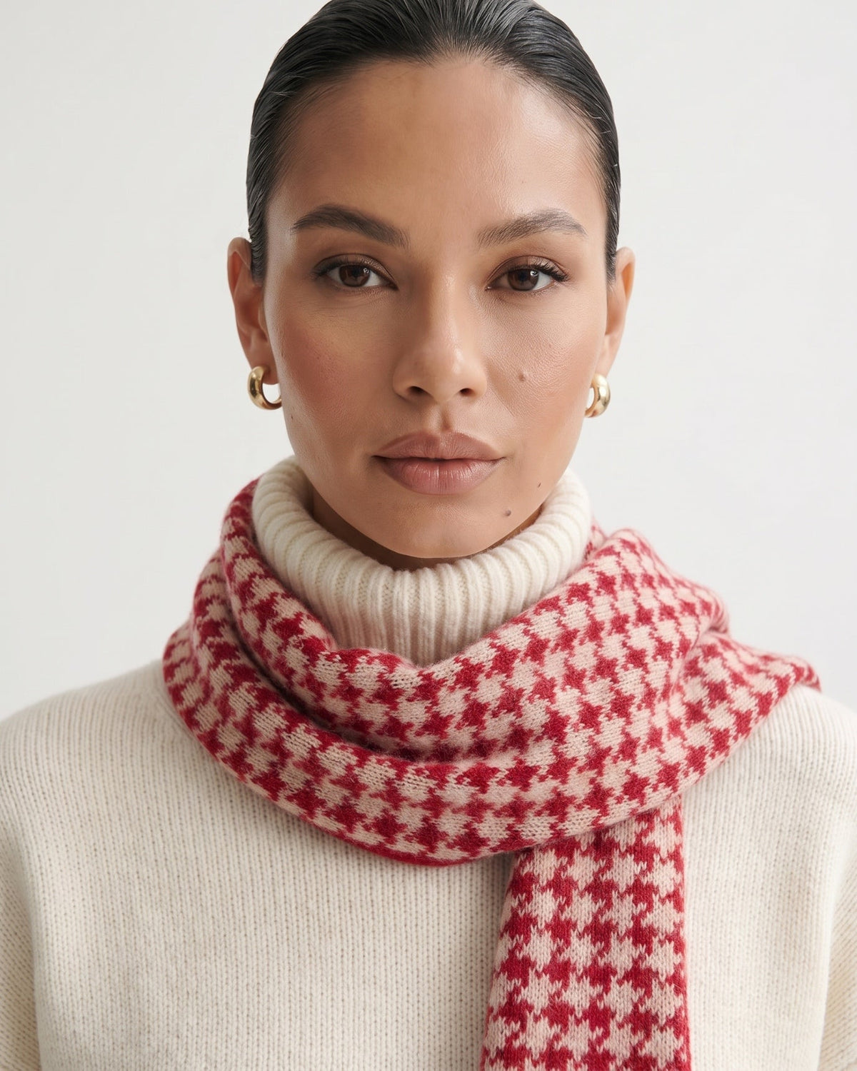 Classic Houndstooth Pattern Pure Cashmere Scarf – view 12