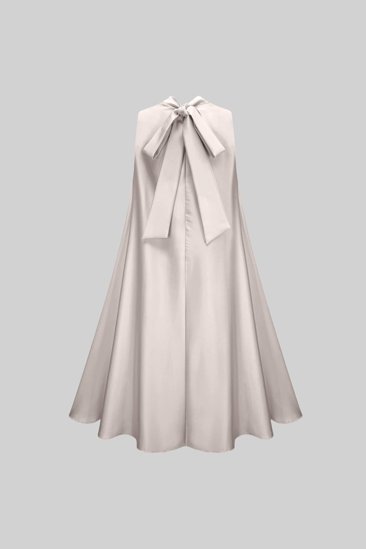 Sleeveless High Collar A-Line Dress with Floral Appliqués – White – view 2