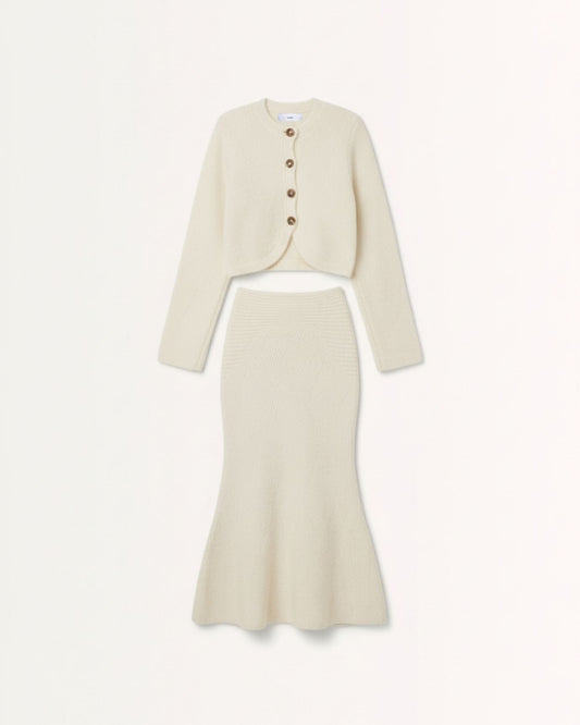Lira Oversized Jumper and Flowing Long Skirt Co-ord Set – Milky White