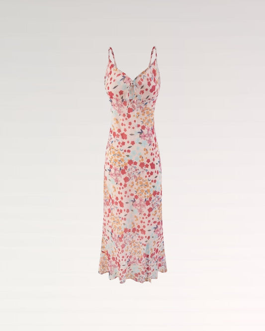 Retro Fitted Bodice Cinched Waist Flared Dress – Floral