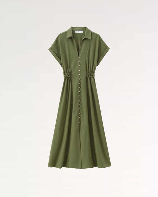 Village Gathered Bodice Maxi Dress with Defined Waist