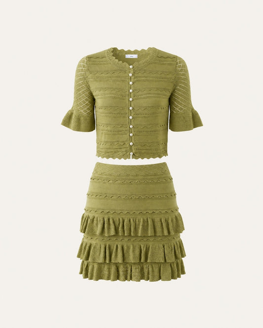 Penelope Three-Quarter Sleeve Knit Top and Skirt Summer Set