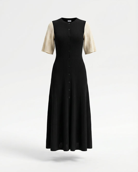 Mary Button Detail Knitted Dress with Tailored Fit