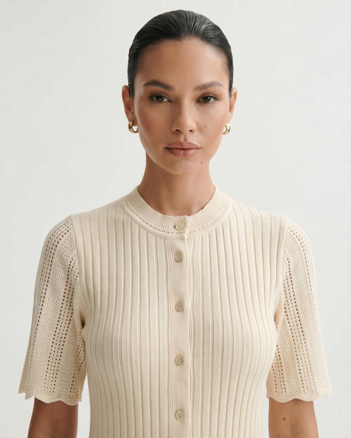 Mary Button Detail Knitted Dress with Tailored Fit
