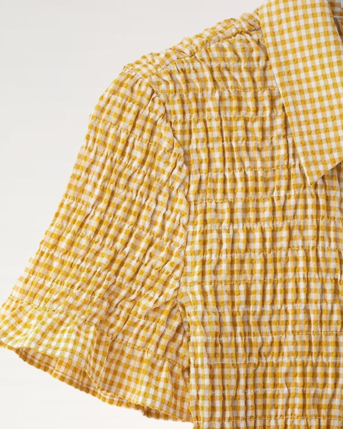 Napoli Pleated Plaid Short Sleeve A-Line Dress – Yellow
