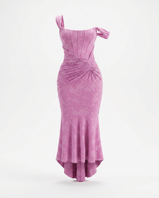 Fishbone Pleated Sleeveless Polyamide Dress with Defined Waist
