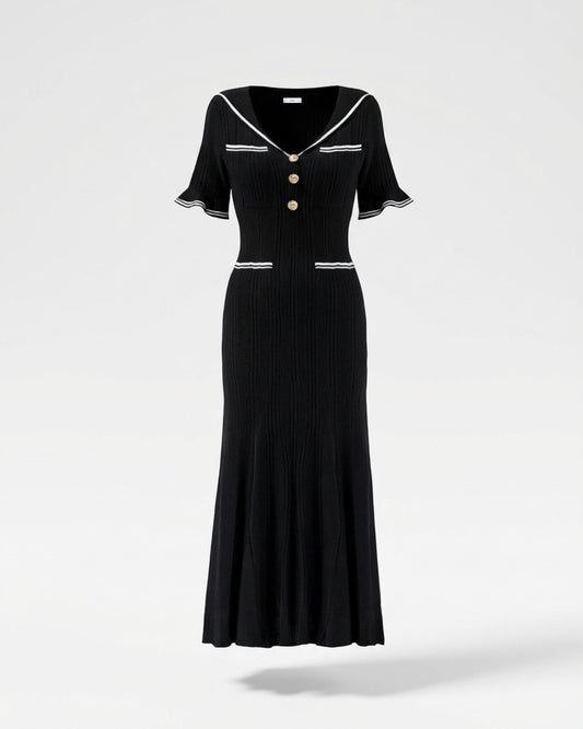 Mile Viscose Blend Knit Dress with Statement Collar