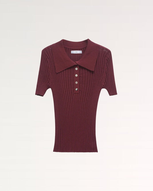 Mariah Textured Knit Polo Jumper with Tonal Buttons