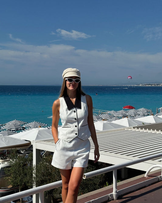 Olivia Fitted Bodice Flared A-Line Dress – White