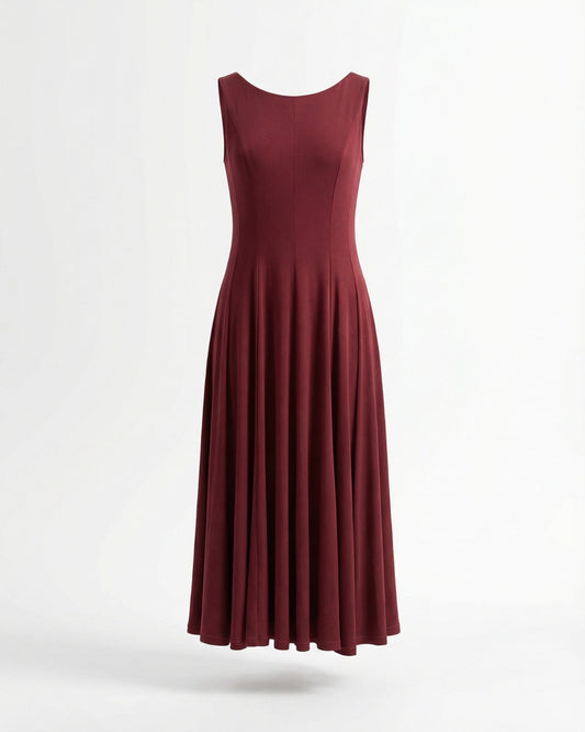 Minimalist Sleeveless Round Neck Cotton Blend Maxi Dress