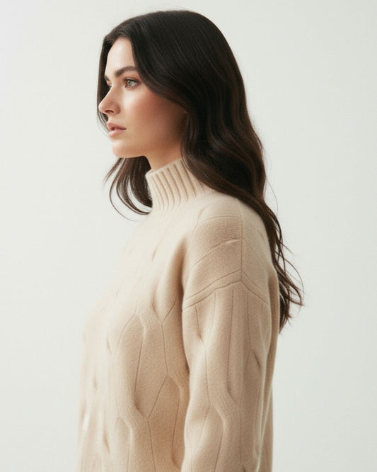 Trenz Braided Pattern 100% Cashmere Knit Jumper