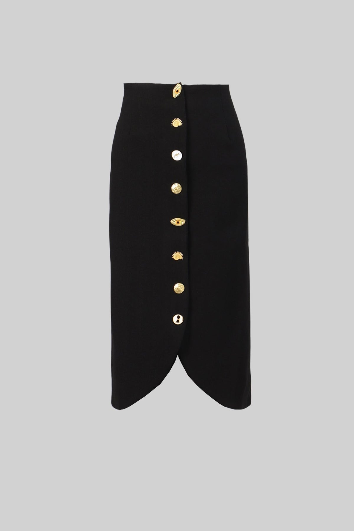 Structured Jacket and Midi Skirt Co-ord Set with Gold Buttons – Black – view 19