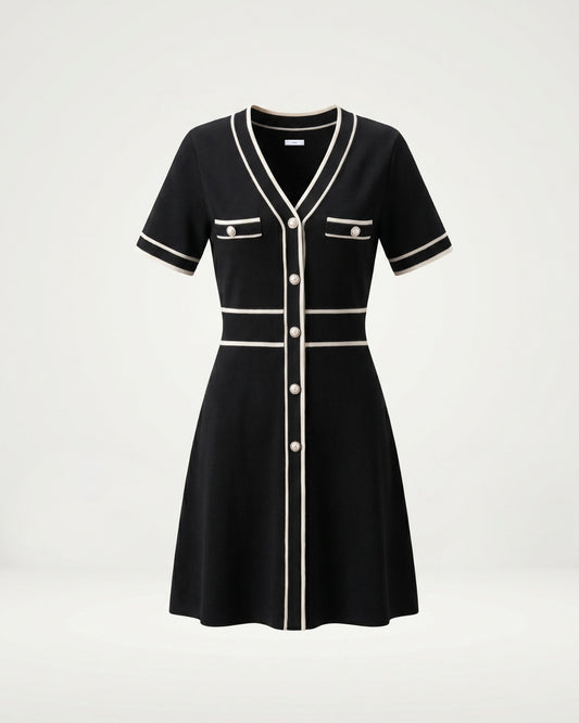 Tailored Viscose Top and Skirt Co-ord Set – Black