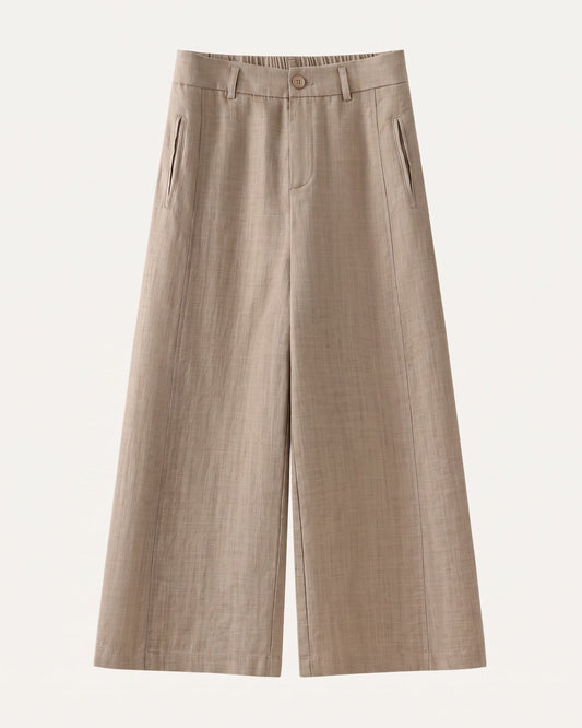 Rinna High Rise Pleated Linen Trousers with Tapered Leg