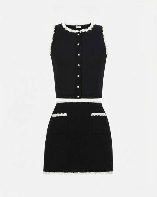 Divina Fitted Viscose Knit Shirt and Skirt Two-Piece Set
