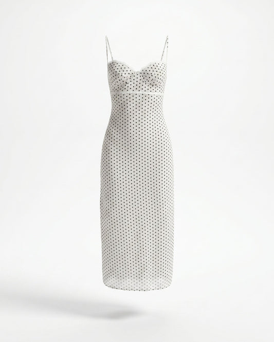 Polka Dot Lightweight Chiffon Relaxed Midi Dress