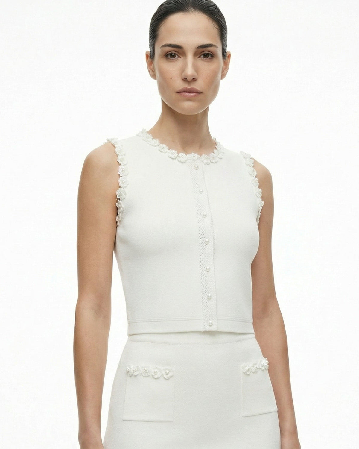 Divina Fitted Viscose Knit Shirt and Skirt Two-Piece Set