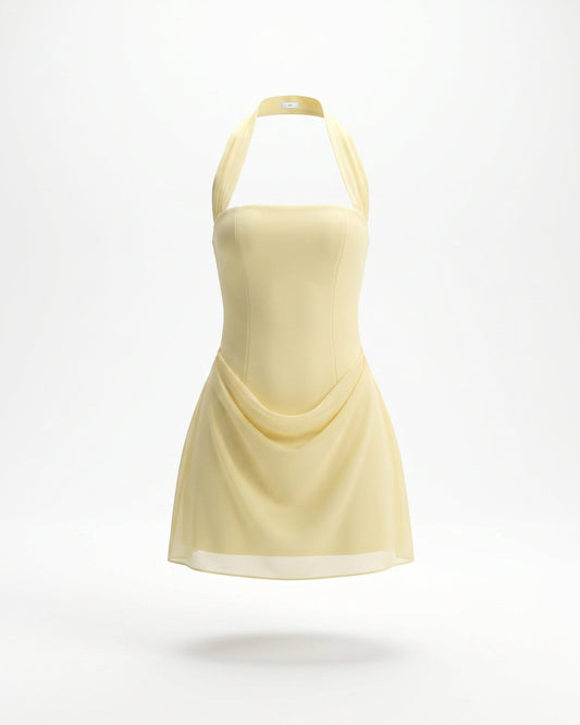 Lia Halter Neck Square Neckline Body-Contouring Dress