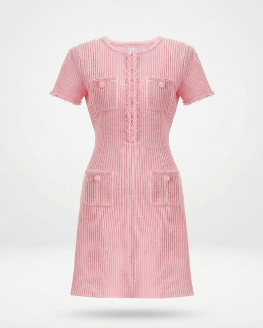 Rinna Hand-Beaded Stretch Knit Dress with Subtle Sparkle