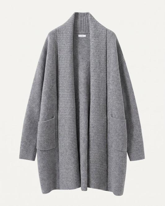 Pure Cashmere Thick Knit Longline Lapel Collar Cardigan