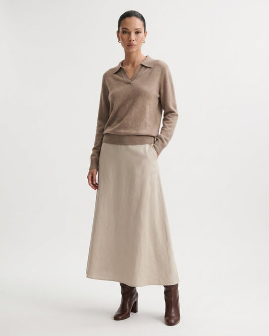 Pure Cashmere Long Sleeve Ribbed Polo Collar Jumper – view 2