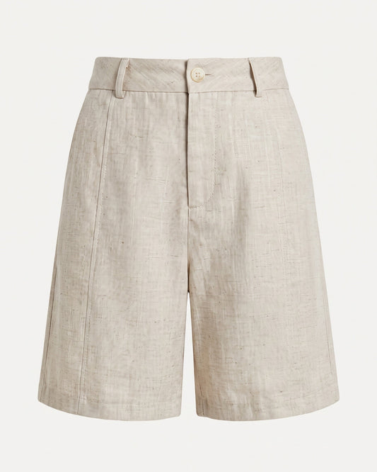 Maria High Waisted Linen Shorts with Pleated Waist
