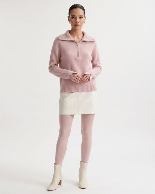 Georgina Pure Cashmere Front Zip Relaxed Pullover Jumper