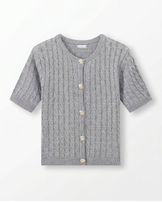 Slim Fit Short Sleeve Cropped Knitted Cardigan
