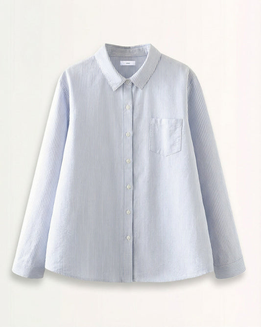 Slim Fit Cotton Oxford Striped Shirt with Point Collar