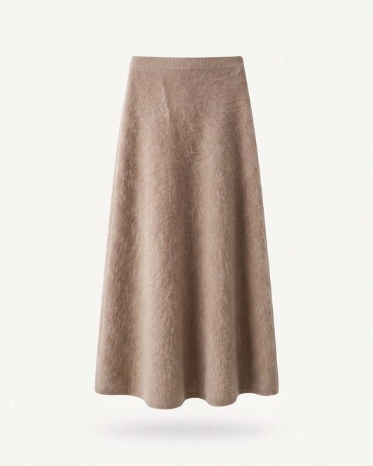 Cashmere A-Line Midi Skirt with Subtle High Waist