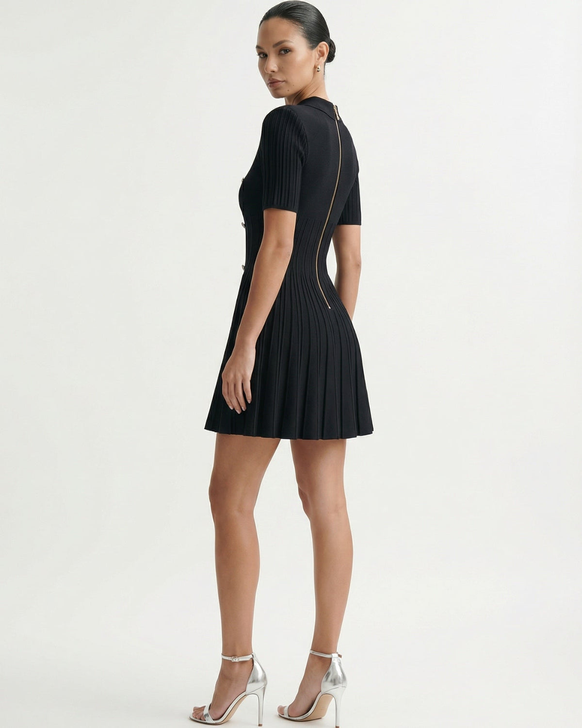 Anna Collared Neckline Body-Contouring Knit Mini Dress – view 10